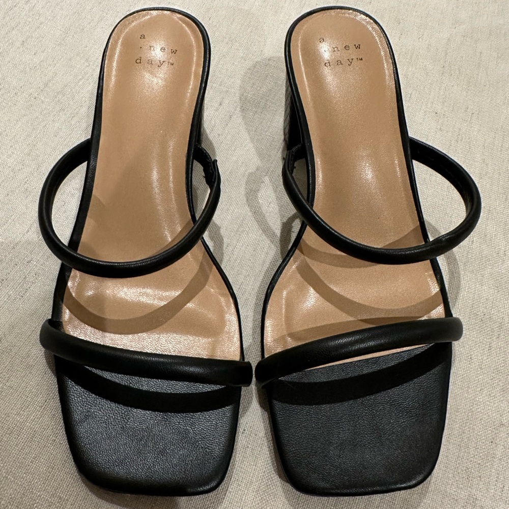 Women's Cris Wide Width Heels - A New Day™ Black 6.5W